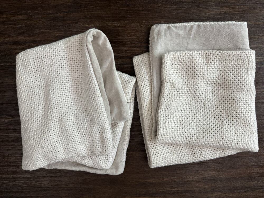 Pottery Barn Faye Linen Textured Pillow Cover Set 2 /Pair Ivory Basketweave 20”